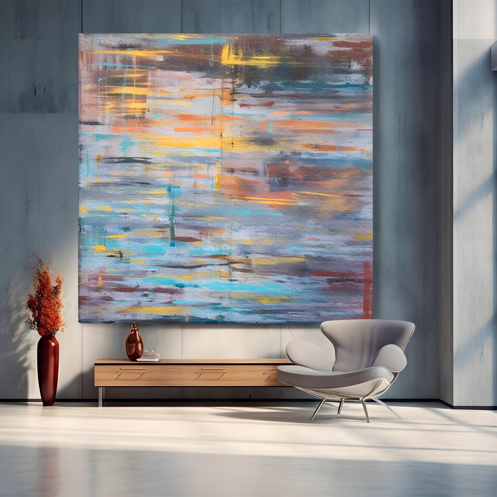 Tablou canvas cu tablou canvas cu reflexii pe apa, fara rama, pe sasiu de lemn
